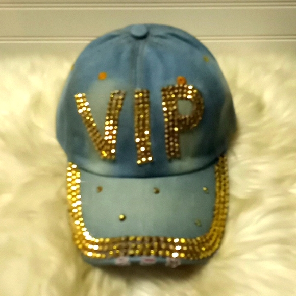 VIP Gold Bling 💎 Denim Baseball Cap - Picture 3 of 12